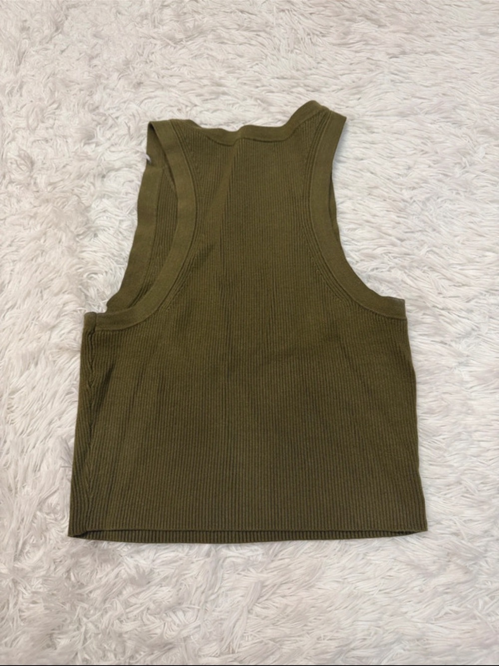 Intermix Olive Ribbed Cropped Tank Top - Picture 3 of 9